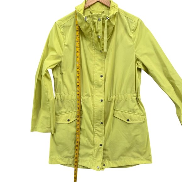 Talbots Utility Jacket Womens Lime Green Full Zip Snap Drawstring Waist Size L - Picture 7 of 12